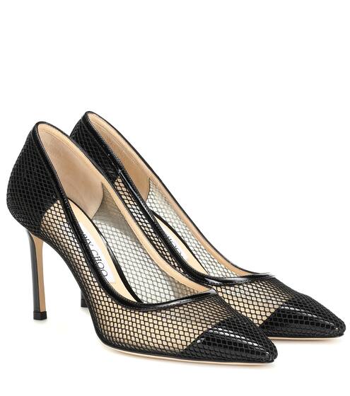 Pumps Romy 85 in mesh e vernice | Jimmy Choo