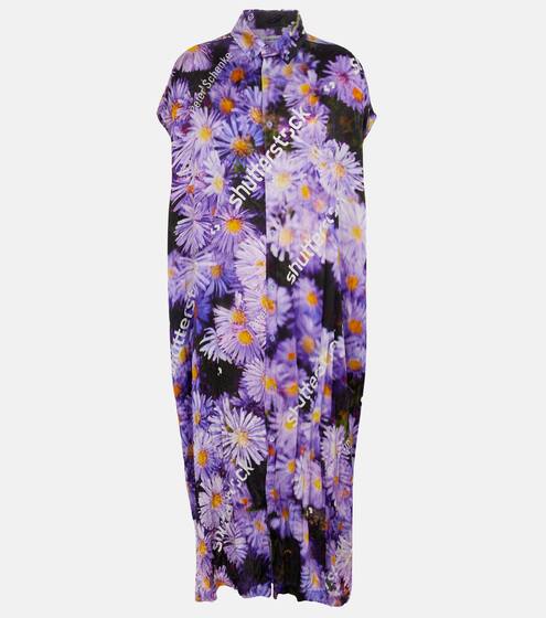 Floral silk midi dress | Balenciaga