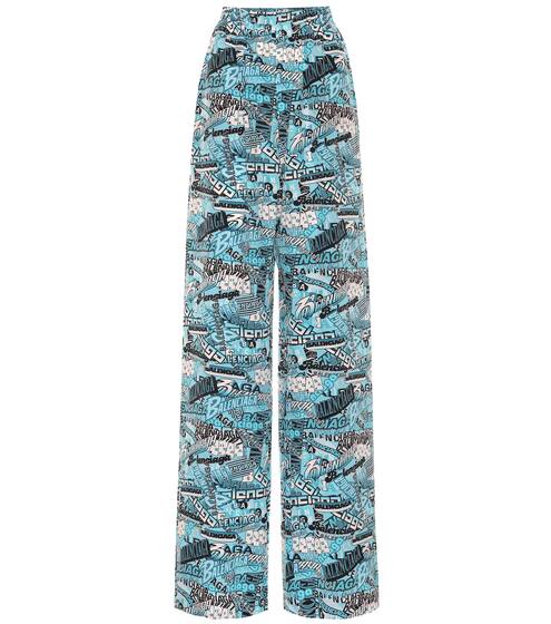 بنطلون واسع من الحرير بطبعات | Balenciaga