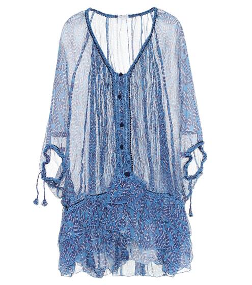 Bety printed silk poncho minidress | Poupette St Barth