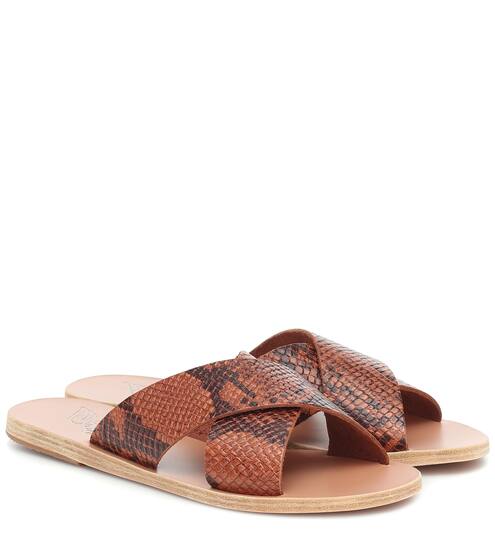 Thais snake-effect leather slides | Ancient Greek Sandals