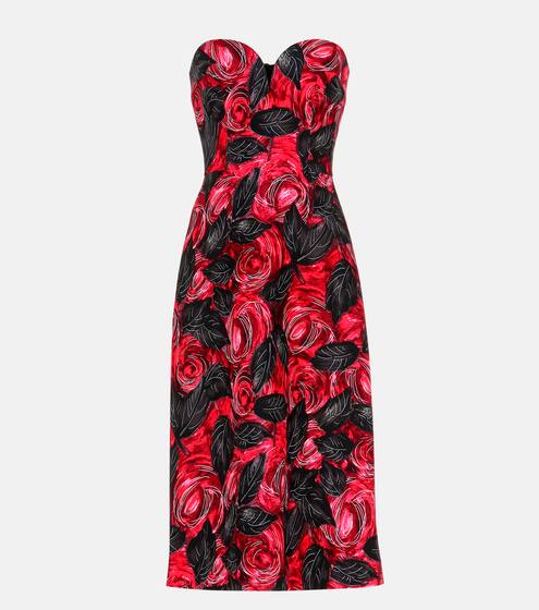 Floral crêpe-cady midi dress | Prada