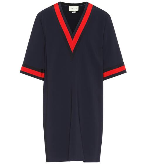 Stretch-cady V-neck tunic dress | Gucci