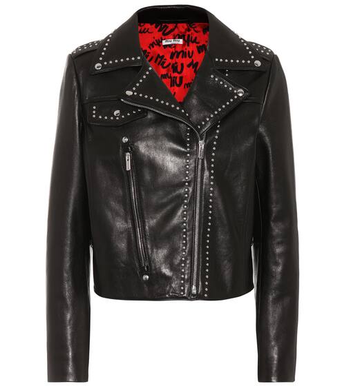 Embellished leather jacket | Miu Miu