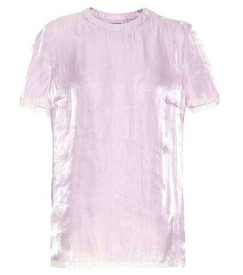 Lace-trimmed silk charmeuse top | Prada