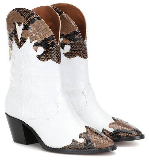 Embossed leather ankle boots | Paris Texas