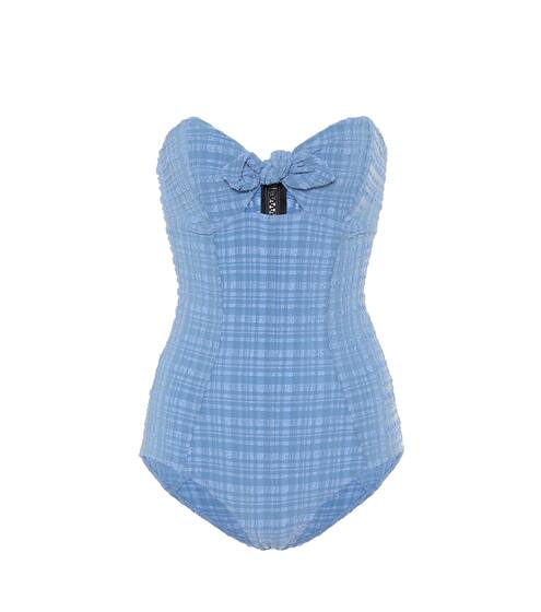 Poppy seersucker bandeau swimsuit | Lisa Marie Fernandez