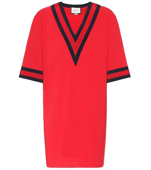 Stretch-cady V-neck tunic dress | Gucci