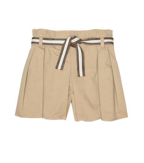 Belted stretch-cotton shorts | Brunello Cucinelli Kids