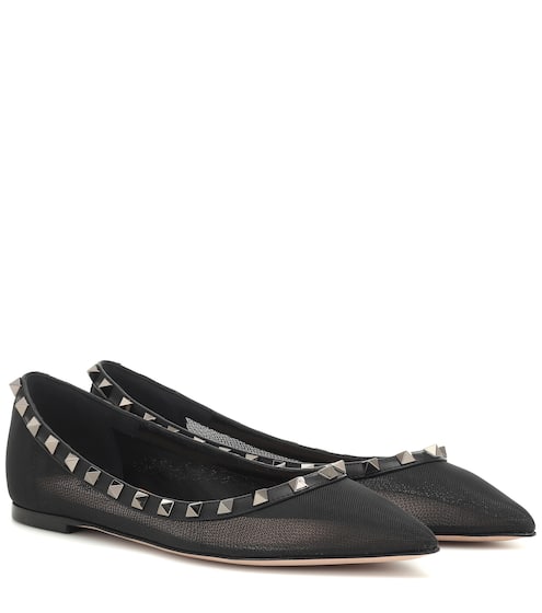Valentino Garavani Rockstud mesh ballet flats | Valentino