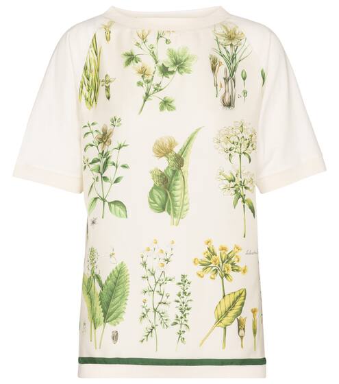 Floral cotton and silk T-shirt | Salvatore Ferragamo