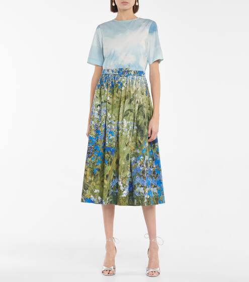 Floral cotton-blend midi dress | Oscar de la Renta