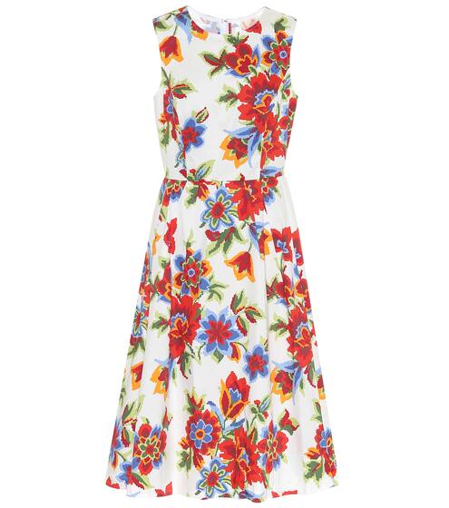 Floral stretch-cotton midi dress | Carolina Herrera
