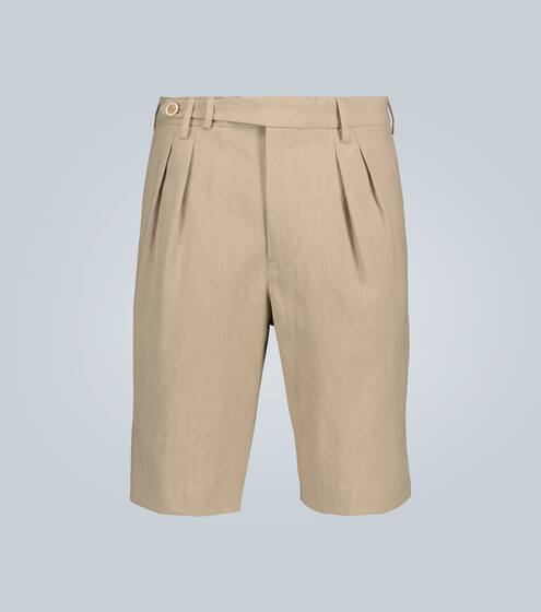 Double-pleated linen shorts | Brunello Cucinelli