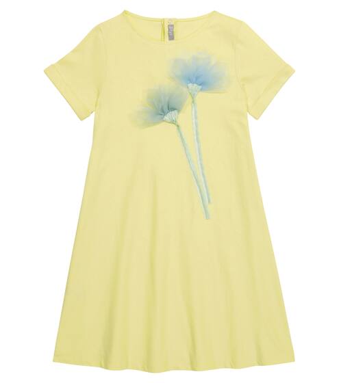 Embroidered cotton jersey dress | Il Gufo