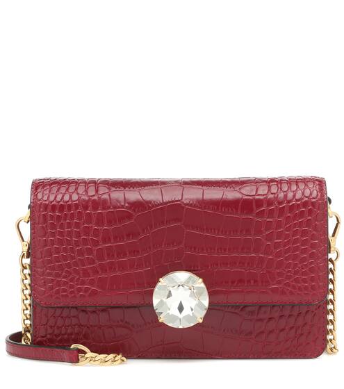 Croc-effect leather shoulder bag | Miu Miu