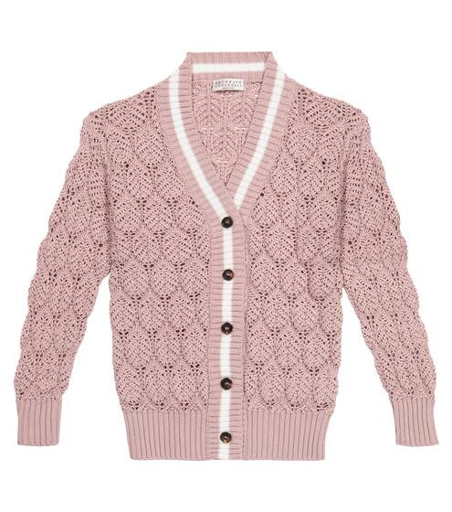 Crochet cotton cardigan | Brunello Cucinelli Kids