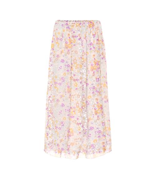Flocked velvet printed silk skirt | See By Chloé