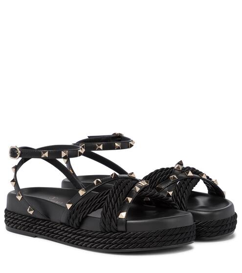 Valentino Garavani Rockstud Torchon leather espadrille sandals | Valentino / Garavani