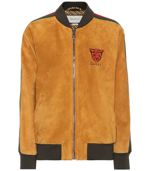 Embroidered suede bomber jacket | Gucci