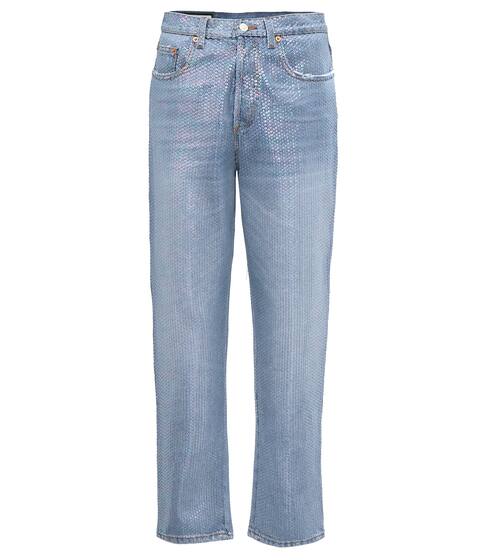 High-Rise Jeans mit Pailletten | Gucci