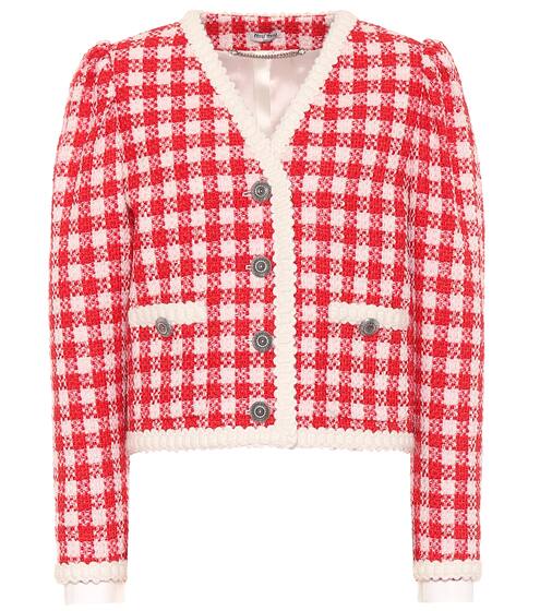 Checked wool-blend tweed jacket | Miu Miu