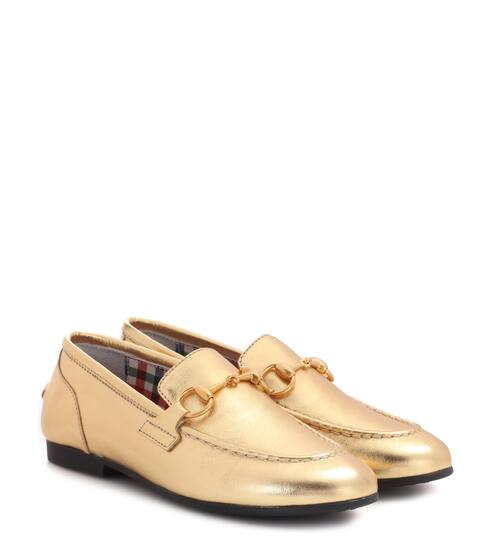 Jordaan metallic leather loafers | Gucci Kids
