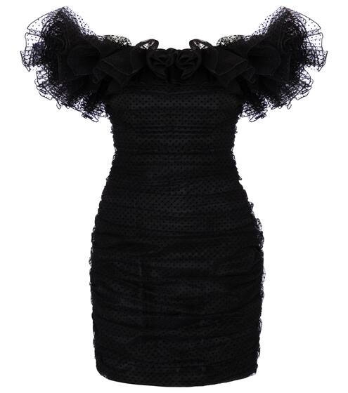 Off-shoulder point d'esprit minidress | Alexandre Vauthier