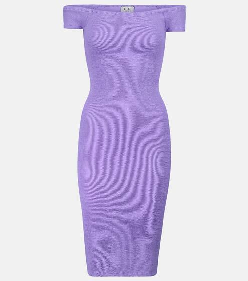 Grace off-the-shoulder seersucker minidress | Hunza G