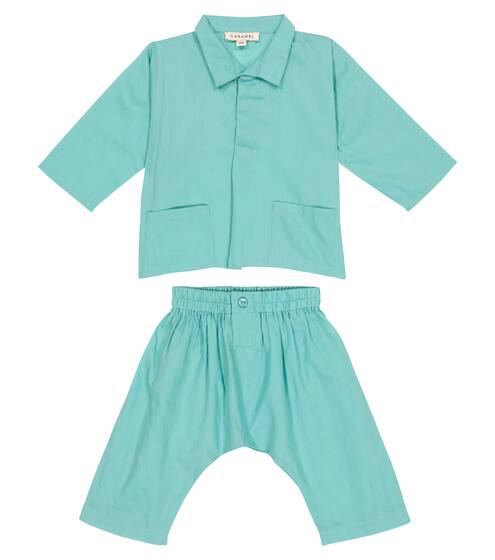 Baby Manta Ray cotton shirt and pants set | Caramel