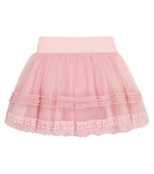 Lace-trimmed tulle skirt | Fendi Kids