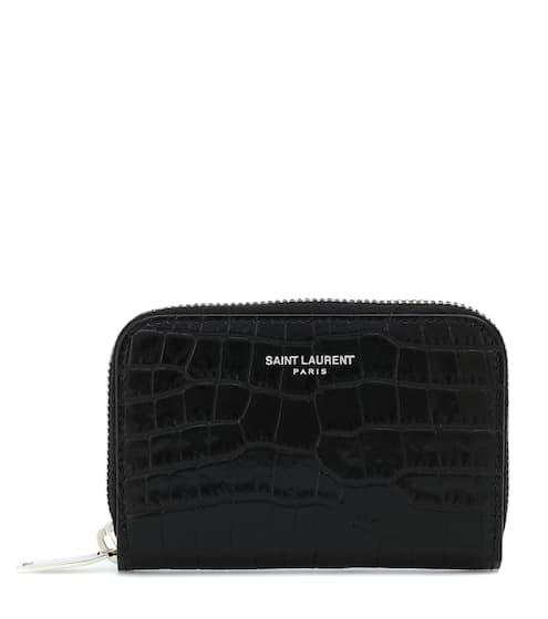 Croc-embossed leather wallet | Saint Laurent