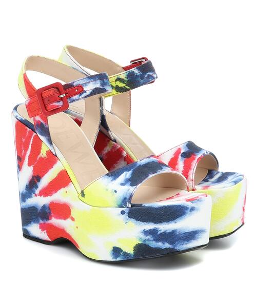 Paula's Ibiza tie-dye canvas wedge sandals | Loewe