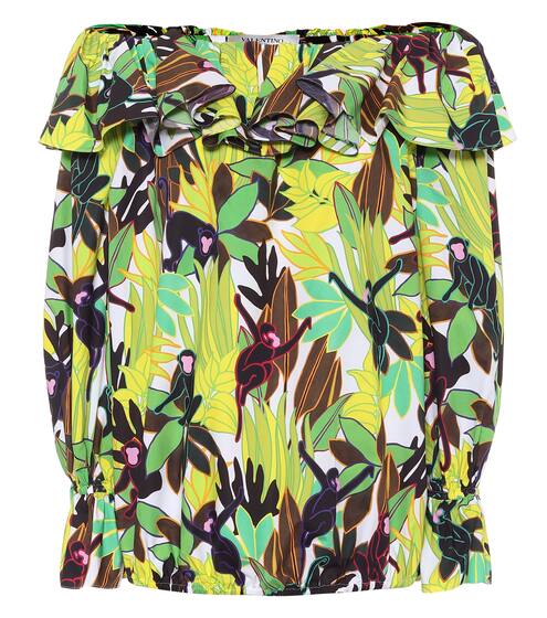 Off-shoulder printed cotton blouse | Valentino