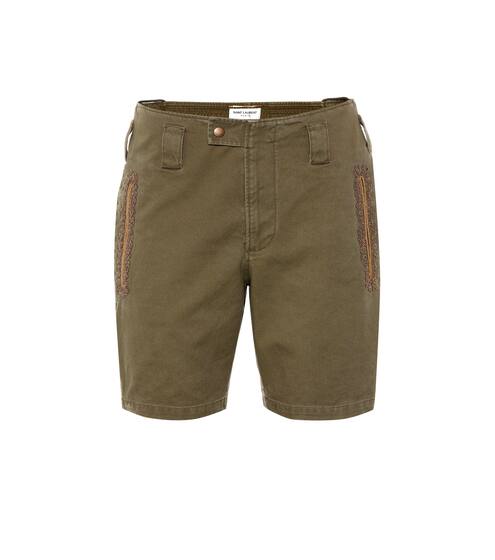 Embroidered cotton-blend shorts | Saint Laurent