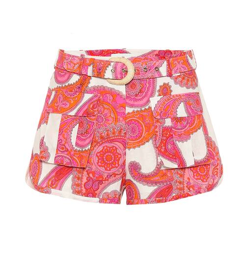 Peggy printed linen-blend shorts | Zimmermann