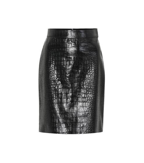 Embossed leather pencil skirt | Gucci