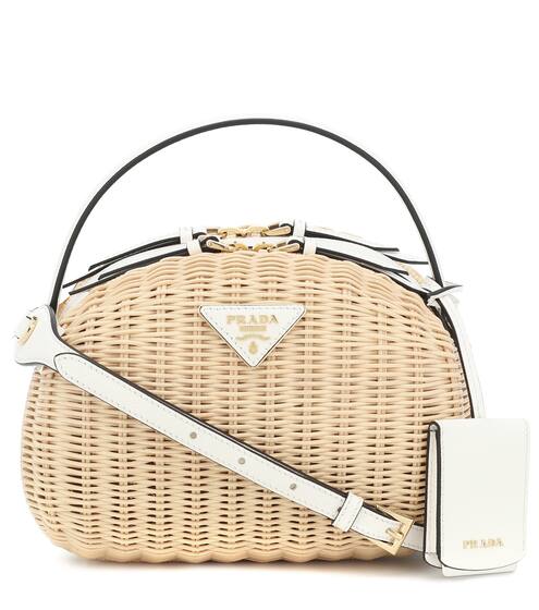 Odette wicker shoulder bag | Prada