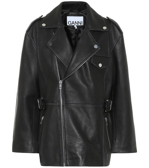Leather biker jacket | Ganni