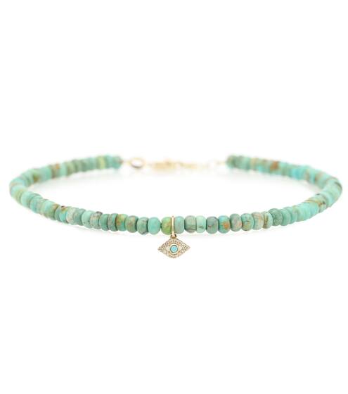 Exclusive to Mytheresa – Evil Eye 14kt gold, turquoise and diamond bracelet | Sydney Evan