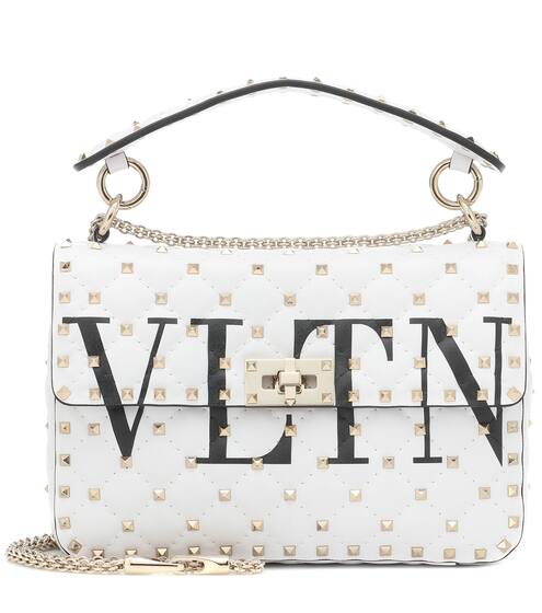 Valentino Garavani Rockstud Spike Medium VLTN leather shoulder bag | Valentino