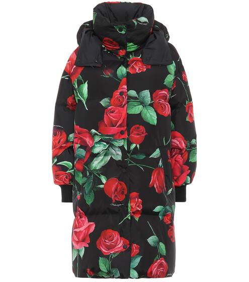 Rose-print down coat | Dolce & Gabbana