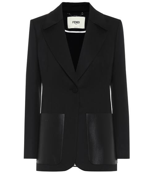 Leather-trimmed twill blazer | Fendi