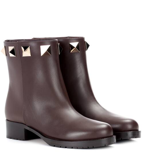 بوت للكاحل من الجلد Valentino Garavani Rockstud | Valentino