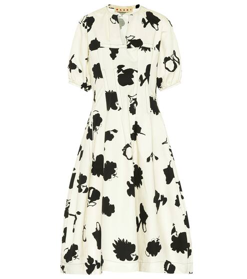 Floral cotton-blend midi dress | Marni