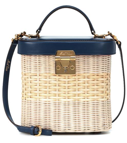 حقيبة للكتف من الراتان والجلد Benchley Rattan | Mark Cross