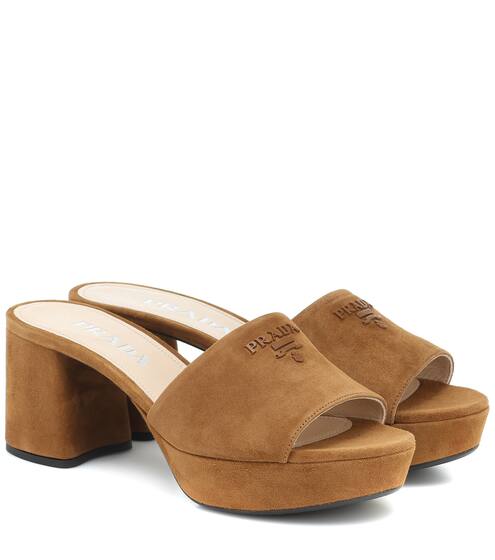 Suede platform sandals | Prada