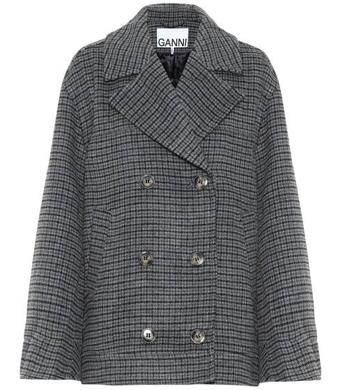 Checked wool-blend jacket | Ganni