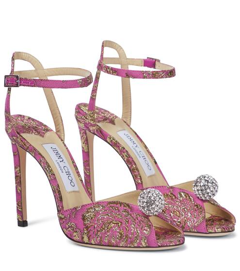 Exklusiv bei Mytheresa – Sandalen Sacora 100 aus Brokat | Jimmy Choo