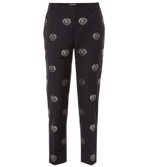 Embellished mid-rise wool pants | Burberry